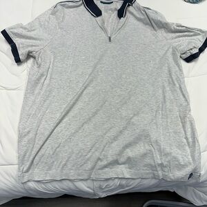 Perry Ellis Gray Polo with Dark Blue Trim